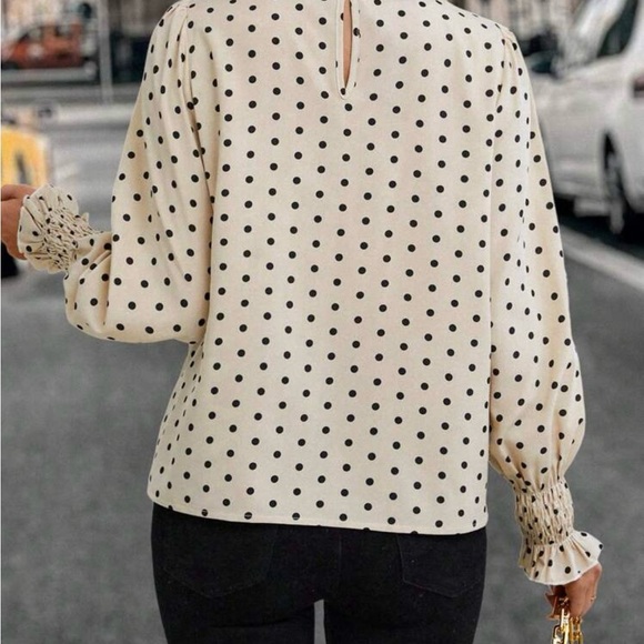 NWT SHEIN Polka Dot Long Sleeve Blouse Large - Picture 2 of 6